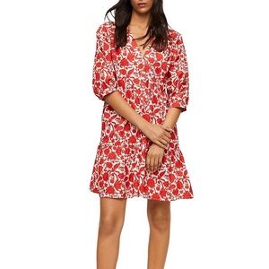 Mango red floral dress